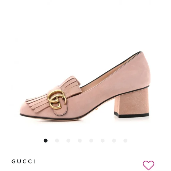 Gucci GG Marmont Pink Blush Fringe Loafer Pumps - Picture 2 of 11